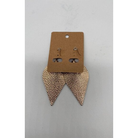 Tear Drop Women’s Rose Gold Texture Earrings Lightweight Hook Dangle - Picture 5 of 7